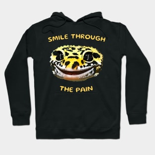 Leopard Gecko Smile Through the Pain Funny Pet Lizard Lover Hoodie